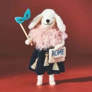 NWT Anthropologie  Travel Poodle FELT  Christmas Tree Ornament ROME